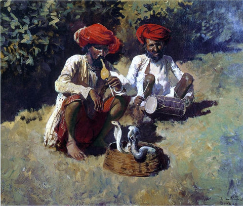  Edwin Lord Weeks The Snake Charmers, Bombay - Hand Painted Oil Painting