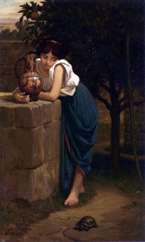  Elihu Vedder Etruscan Girl with Turtle - Hand Painted Oil Painting