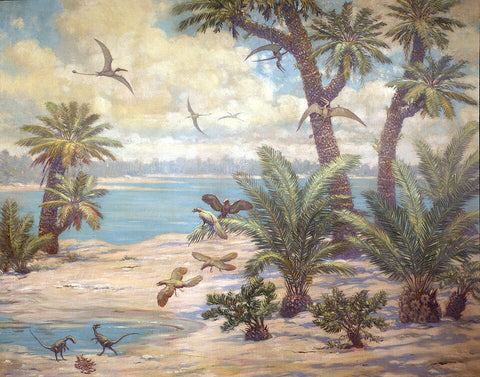 Charles R. Knight Archaeopteryx, Compsognathus, and Rhamphorhynchus ...
