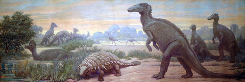 Charles R. Knight Hadrosaurs and ankylosaurs from Late Cretaceous hand ...