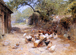  Ernst Walbourn Chickens in a Farmyard - Hand Painted Oil Painting