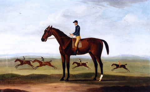  Francis Sartorius Bay Melton with Jockey Up, Bay Melton Beating King Herod, Turf and Ascham in a Sweepstake Race Beyond - Hand Painted Oil Painting