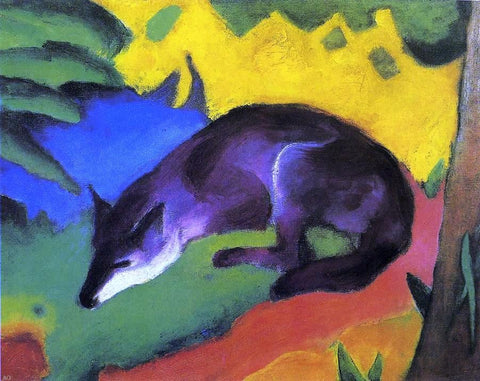  Franz Marc Blue-Black Fox - Hand Painted Oil Painting