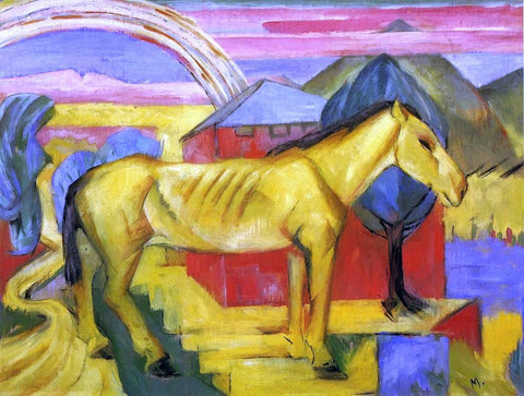  Franz Marc Long Yellow Horse - Hand Painted Oil Painting