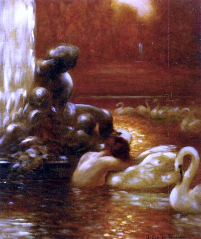 Gaston De Latouche Leda and the Swan at Versailles - Hand Painted Oil Painting