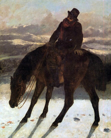  Gustave Courbet Hunter on Horseback, Redcovering the Trail - Hand Painted Oil Painting