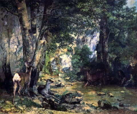 Gustave Courbet A Shelter of the Roe Deer at the Stream of Plaisir-Fontaine, Doubs - Hand Painted Oil Painting