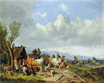  Heinrich Burkel The Village Cattle Market - Hand Painted Oil Painting
