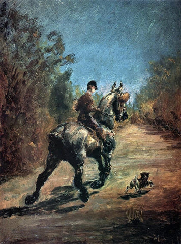 Henri De Toulouse-Lautrec Horse and Rider with a Little Dog - Hand Painted Oil Painting