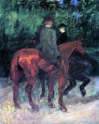  Henri De Toulouse-Lautrec Man and Woman Riding Through the Woods - Hand Painted Oil Painting