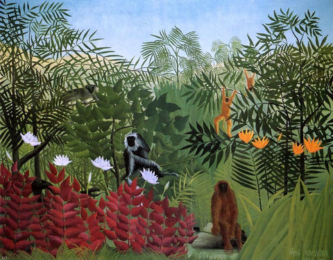  Henri Rousseau A Tropical Forest with Apes and Snake - Hand Painted Oil Painting