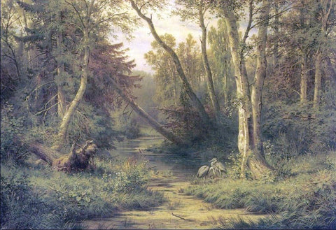  Ivan Ivanovich Shishkin Woodland Scenery with Herons - Hand Painted Oil Painting