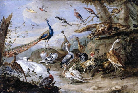  Jan Van I Kessel Birds on a Riverbank - Hand Painted Oil Painting