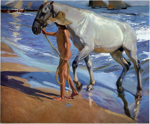  Joaquin Sorolla Y Bastida The Horse Bath - Hand Painted Oil Painting