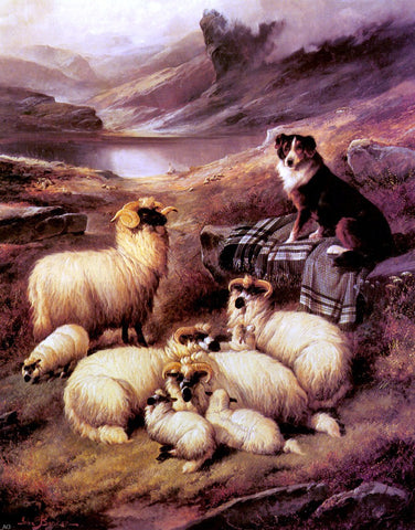  John Barker Guarding his Flock - Hand Painted Oil Painting