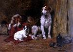  John Emms Hounds and a Jack Russell in a Stable - Hand Painted Oil Painting
