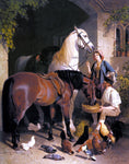  Sr. John Frederick Herring Feeding the Arab - Hand Painted Oil Painting