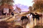 Sr. John Frederick Herring The Evening Hour - Horses And Cattle By A Stream At Sunset - Hand Painted Oil Painting