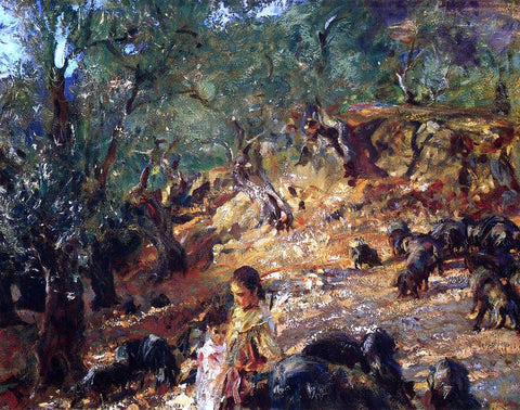  John Singer Sargent Ilex Wood at Majorca with Blue Pigs - Hand Painted Oil Painting