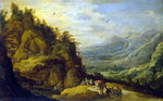  Joos De Momper Mountainous Landscape with Figures and a Donkey - Hand Painted Oil Painting