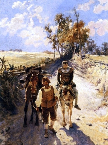  Jose Jimenez Y Aranda Don Quixote and Sancho Panza - Hand Painted Oil Painting