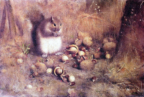  Joseph Decker A Squirrel with Nuts - Hand Painted Oil Painting