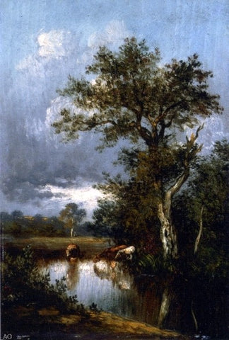  Jules Dupre Three Cows at a Watering Hole - Hand Painted Oil Painting