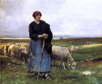 Julien Dupre A Shepherdess with her Flock - Hand Painted Oil Painting
