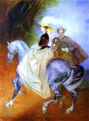  Karl Pavlovich Brulloff Portrait of Ye. Mussart and E. Mussart (Riders) - Hand Painted Oil Painting