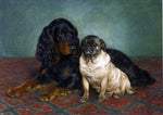  Otto Bache A Gordon Setter and a Pug - Hand Painted Oil Painting