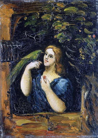  Paul Cezanne Woman with Parrot - Hand Painted Oil Painting