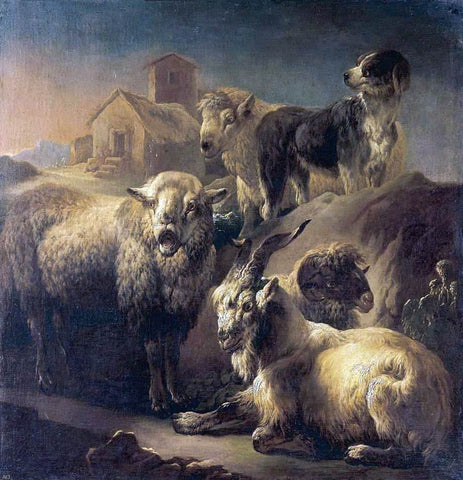  Philipp Peter Roos A Goat, Sheep and a Dog Resting in a Landscape - Hand Painted Oil Painting