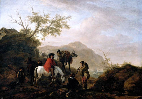  Philips Wouwerman Scene on a Rocky Road - Hand Painted Oil Painting