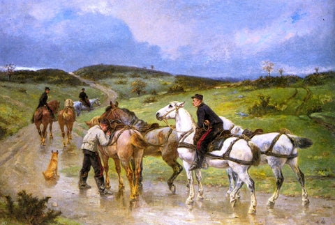  Pierre Auguste Brunet-Houard Changing Horses - Hand Painted Oil Painting
