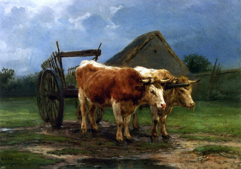  Rosa Bonheur Oxen Pulling a Cart - Hand Painted Oil Painting