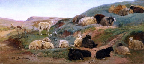  Rosa Bonheur Sheep in a Mountainous Landscape - Hand Painted Oil Painting
