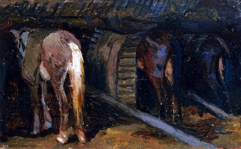  Ruggero Panerai Horses in a Stable - Hand Painted Oil Painting