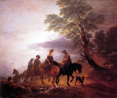  Thomas Gainsborough Open Landscape with Mounted Peasants - Hand Painted Oil Painting