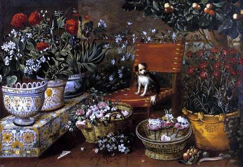  Tomas Hiepes Garden View with a Dog - Hand Painted Oil Painting