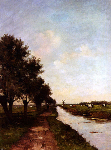  Victor Bauffe Grazing Cows In A Polder Landscape - Hand Painted Oil Painting