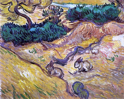  Vincent Van Gogh Field with Two Rabbits - Hand Painted Oil Painting