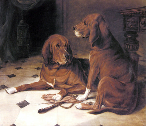  William Luker Two Hounds in a Great Hall - Hand Painted Oil Painting