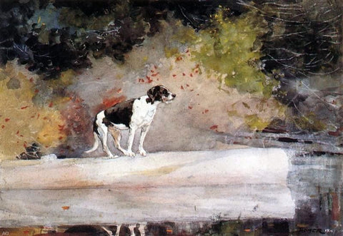  Winslow Homer Dog on a Log - Hand Painted Oil Painting