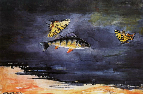  Winslow Homer Fish and Butterflies - Hand Painted Oil Painting