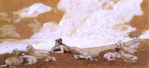  Winslow Homer Girl and Sheep - Hand Painted Oil Painting