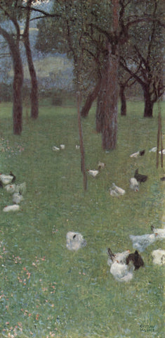  Gustav Klimt After the Rain Garden with Chickens in St Agatha - Hand Painted Oil Painting
