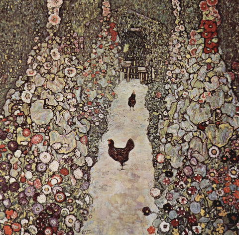  Gustav Klimt Garden with Roosters - Hand Painted Oil Painting