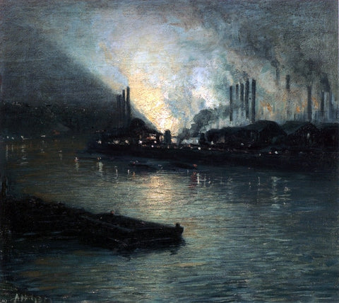  Aaron Harry Gorson Pittsburgh Industrial Nocturne - Hand Painted Oil Painting