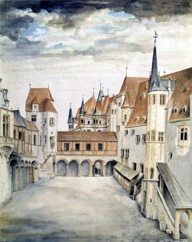  Albrecht Durer Couryard of the Former Castle in Innsbruck (with Clouds) - Hand Painted Oil Painting