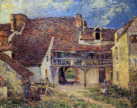  Alfred Sisley Courtyard of a Farm at Saint-Mammes - Hand Painted Oil Painting